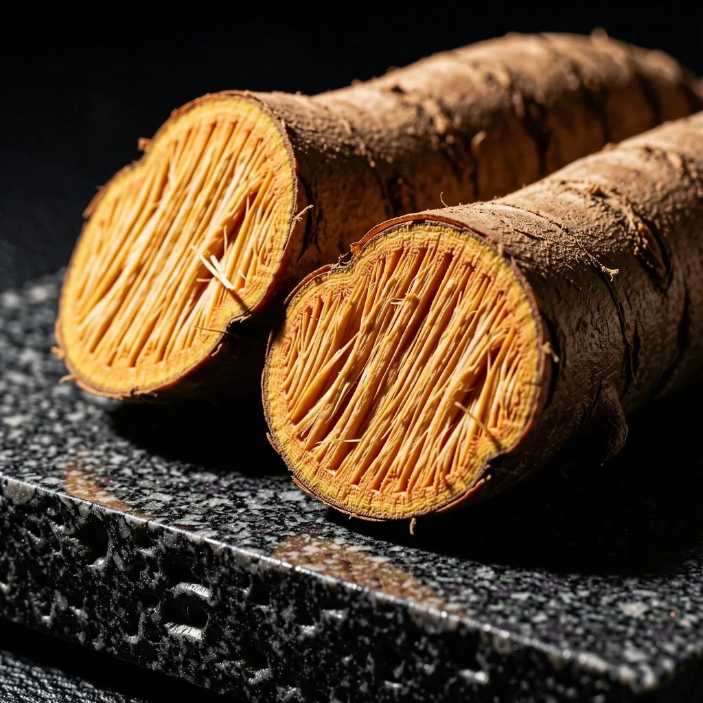 Macro of raw botanical roots